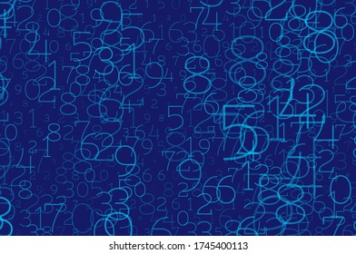 An array of random numbers 0 and 9. Background in a matrix style. Binary code pattern with digits on screen, falling character. Abstract digital backdrop. Vector illustration