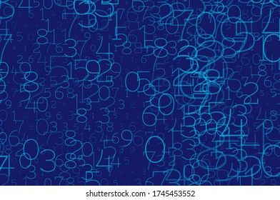 An array of random numbers 0 and 9. Background in a matrix style. Binary code pattern with digits on screen, falling character. Abstract digital backdrop. Vector illustration