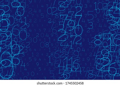 An array of random numbers 0 and 9. Background in a matrix style. Binary code pattern with digits on screen, falling character. Abstract digital backdrop. Vector illustration