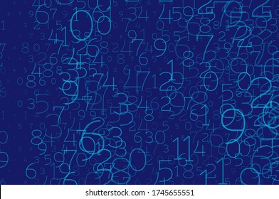 An array of random numbers 0 and 9. Background in a matrix style. Binary code pattern with digits on screen, falling character. Abstract digital backdrop. Vector illustration