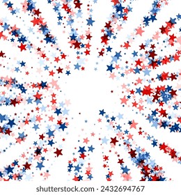 An array of red, white, and blue stars creating a dynamic burst pattern symbolizing American patriotism and celebration.