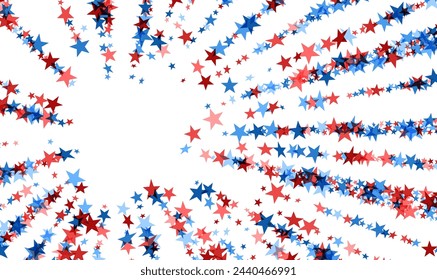 An array of red, white, and blue stars creating a dynamic burst pattern symbolizing American patriotism and celebration.