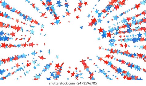 An array of red, white, and blue stars creating a dynamic burst pattern symbolizing American patriotism and celebration.