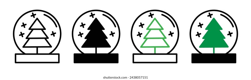 Array of Simplified Christmas Snow Globes. Snow Ball Icon Set in Vector.