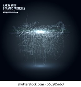 Array Vector With Dynamic Particles. Big Data Complex. Graphic Abstract Background With Lighting Effect