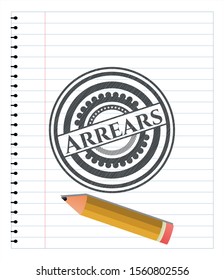 Arrears emblem draw with pencil effect. Vector Illustration. Detailed.