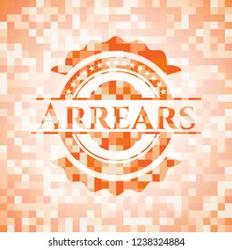 Arrears orange tile background illustration. Square geometric mosaic seamless pattern with emblem inside.