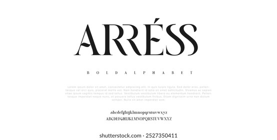 Arress mínimo logotipo de fonte de luxo alfabeto. Tipografia beleza moda elegante minimalista serif italic fontes decorativo casamento vintage retro logos. ilustração vetorial