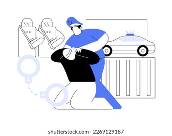 Arrest abstract concept vector illustration. Demonstration, public protest arrest, objection and disapproval, mass unrest, riot police, use of force, law enforcement, detention abstract metaphor.