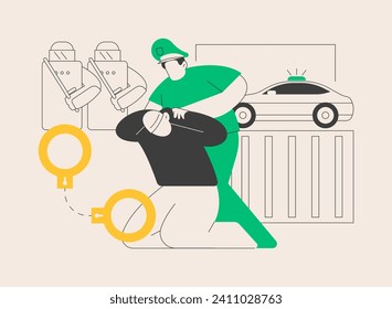 Arrest abstract concept vector illustration. Demonstration, public protest arrest, objection and disapproval, mass unrest, riot police, use of force, law enforcement, detention abstract metaphor.