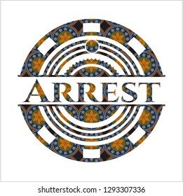 Arrest arabic style badge. Arabesque decoration.