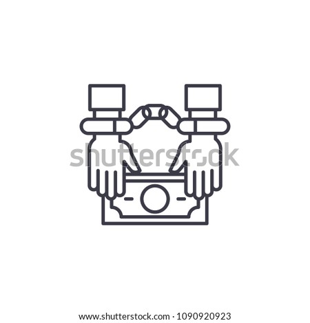 Arrest for a bribe linear icon concept. Arrest for a bribe line vector sign, symbol, illustration.
