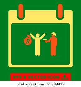 Arrest Calendar Day icon. Vector EPS illustration style is flat iconic bicolor symbol, orange and yellow colors.