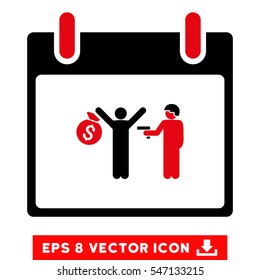 Arrest Calendar Day icon. Vector EPS illustration style is flat iconic bicolor symbol, intensive red and black colors.