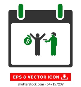 Arrest Calendar Day icon. Vector EPS illustration style is flat iconic bicolor symbol, green and gray colors.