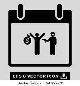 Arrest Calendar Day icon. Vector EPS illustration style is flat iconic symbol, black color.