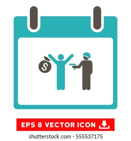Arrest Calendar Day icon. Vector EPS illustration style is flat iconic bicolor symbol, grey and cyan colors.