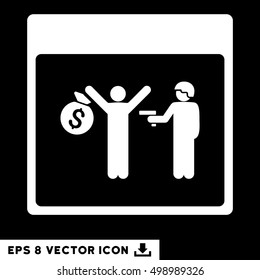Arrest Calendar Page icon. Vector EPS illustration style is flat iconic symbol, white color.