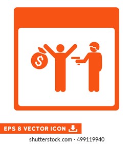 Arrest Calendar Page icon. Vector EPS illustration style is flat iconic symbol, orange color.