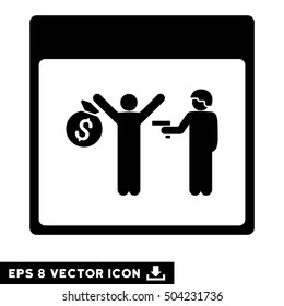 Arrest Calendar Page icon. Vector EPS illustration style is flat iconic symbol, black color.