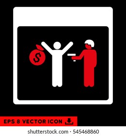 Arrest Calendar Page icon. Vector EPS illustration style is flat iconic bicolor symbol, red and white colors.