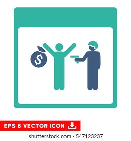Arrest Calendar Page icon. Vector EPS illustration style is flat iconic bicolor symbol, cobalt and cyan colors.