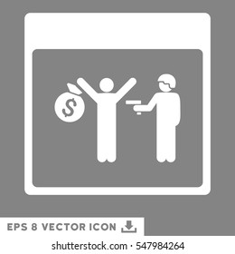 Arrest Calendar Page icon. Vector EPS illustration style is flat iconic symbol, white color.
