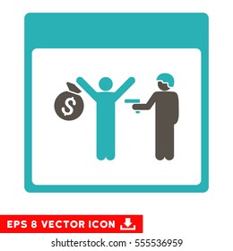 Arrest Calendar Page icon. Vector EPS illustration style is flat iconic bicolor symbol, grey and cyan colors.