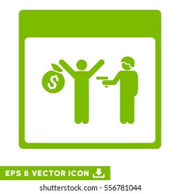 Arrest Calendar Page icon. Vector EPS illustration style is flat iconic symbol, eco green color.