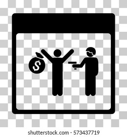 Arrest Calendar Page icon. Vector illustration style is flat iconic symbol, black color, transparent background. Designed for web and software interfaces.