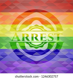 Arrest emblem on mosaic background with the colors of the LGBT flag