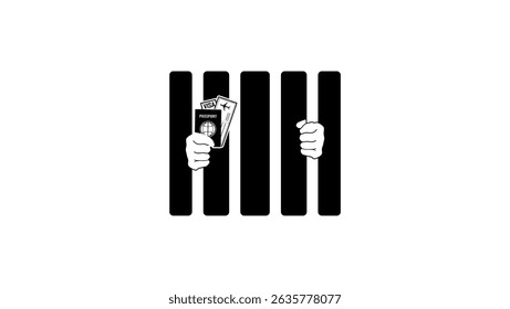 arrest of foreigners, black isolated silhouette