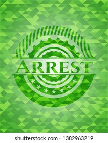Arrest green mosaic emblem. Vector Illustration. Detailed.