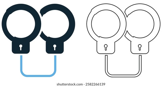 arrest handcuffs icon vector, law enforcement, crime prevention, justice, security, and legal system concepts