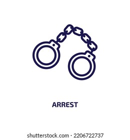 arrest icon from activity and hobbies collection. Thin linear arrest, justice, crime outline icon isolated on white background. Line vector arrest sign, symbol for web and mobile
