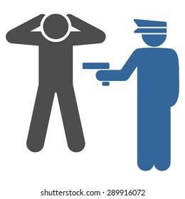 Arrest icon from Business Bicolor Set. This flat vector symbol uses cobalt and gray colors, rounded angles, and isolated on a white background.