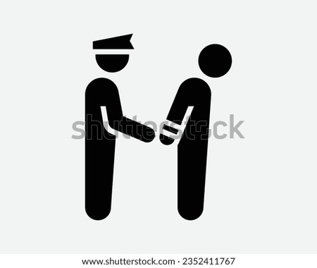 Arrest Icon Convict Prisoner Arrested Crime Criminal Handcuff Thief Police Jail Security Black White Outline Shape Vector Clipart Graphic Sign Symbol
