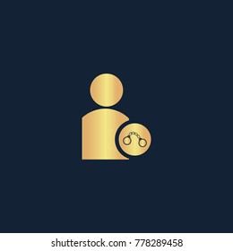 Arrest icon flat. Simple gold pictogram on dark background. Vector illustration symbol