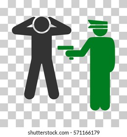 Arrest icon. Vector illustration style is flat iconic bicolor symbol, green and gray colors, transparent background. Designed for web and software interfaces.