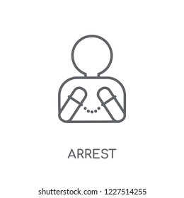 Arrest linear icon. Modern outline Arrest logo concept on white background from Activity and Hobbies collection. Suitable for use on web apps, mobile apps and print media.