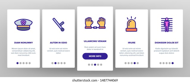 Arrest Onboarding Mobile App Page Screen Vector Illustrations