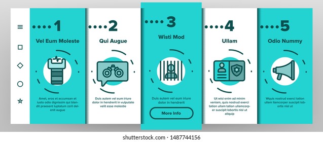 Arrest Onboarding Mobile App Page Screen Vector Illustrations