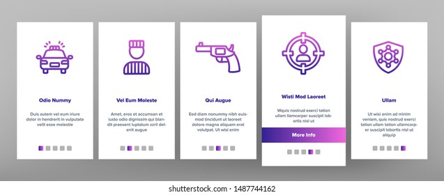 Arrest Onboarding Mobile App Page Screen Vector Illustrations