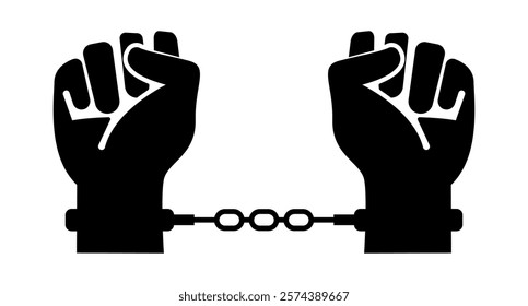 Arrest silhouette. Captive silhouette. Vector.