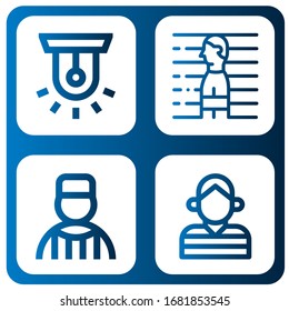 arrestar iconos simples conjunto. Contiene iconos como Siren, Prisionero, puede ser usado para web, móvil y logo