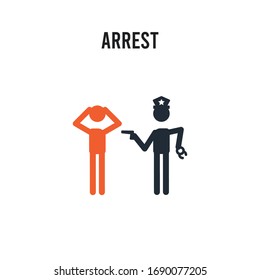 Icono del vector de detención en fondo blanco. Icono de Arresto de color rojo y negro. Símbolo de signo de ilustración de elemento simple EPS