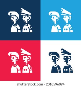 Arrestado azul y rojo cuatro colores conjunto mínimo de iconos