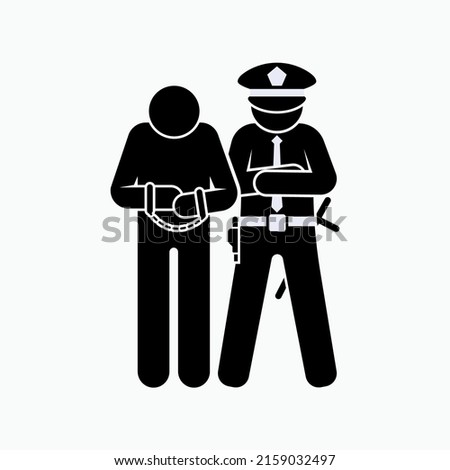 Arrested, Criminal Icon. Prisoner, Convicted Symbol - Vector.