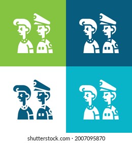 Arrestado Plano cuatro colores conjunto mínimo de iconos