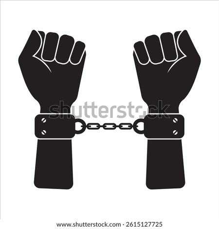 Arrested Handcuffed Handcuffed Kidnapped Kidnapping Slavery Slave Enslavement Icon Sign Symbol Black and White Vector Artwork Illustration Clip Art.For your website, logo, app, UI design.